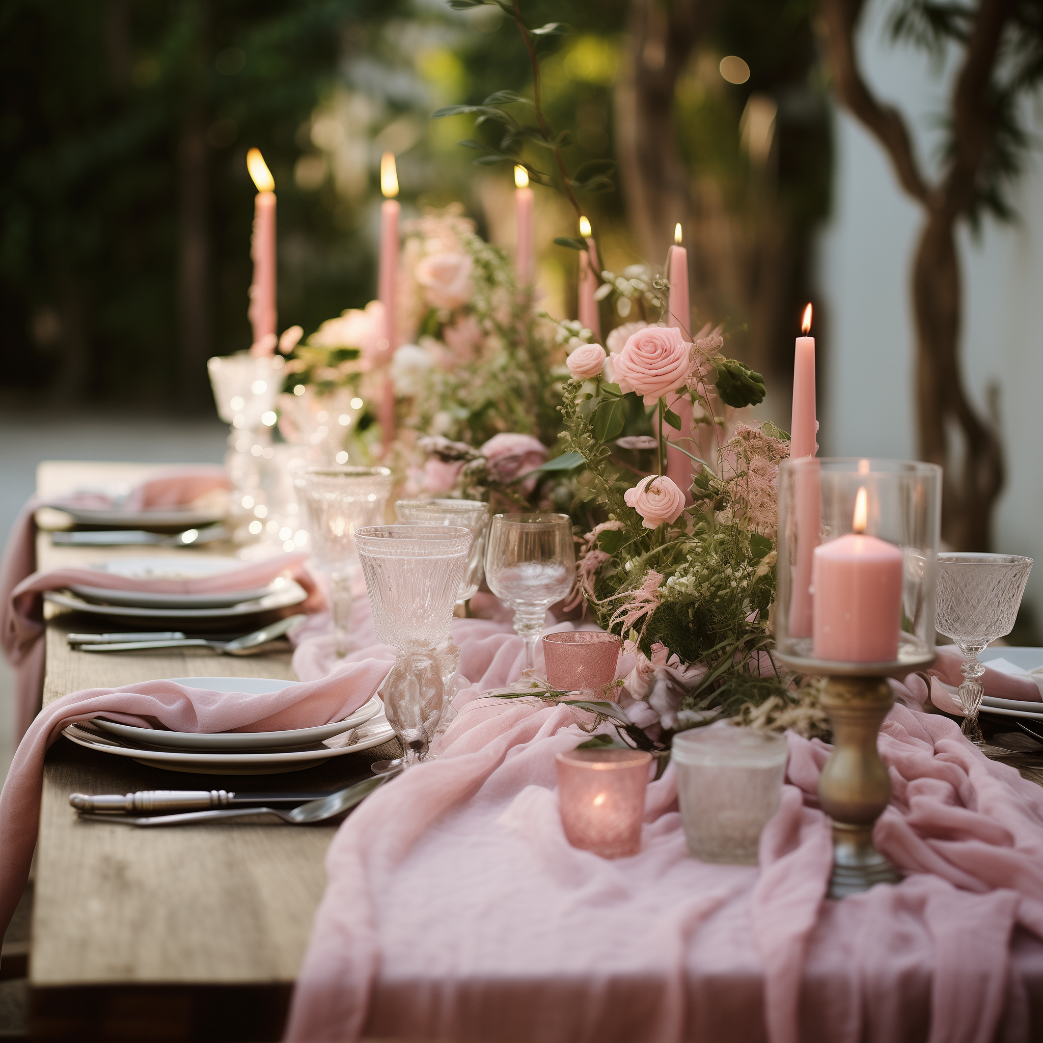 AVAGANTE Design – wholesale Table runner – Table runner -  crinkled cheesecloth runner - Pink9