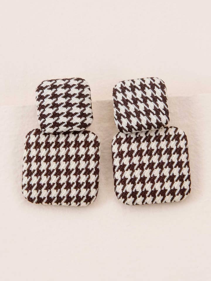Textile Drop Earrings | Houndstooth for wholesale by Lovoda