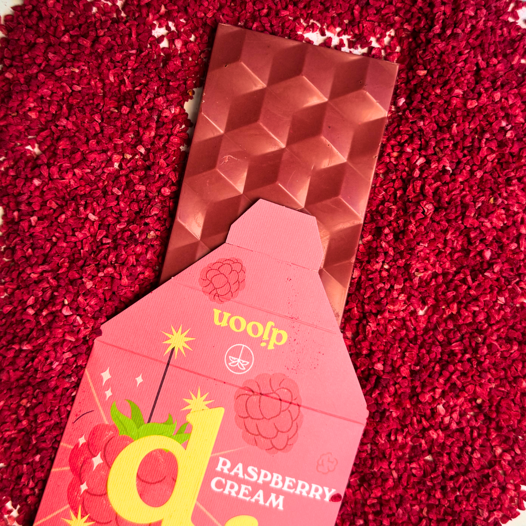 djoon – Engroshandel Chokoladebar – Date chocolate: hindbærcreme (økologisk)3