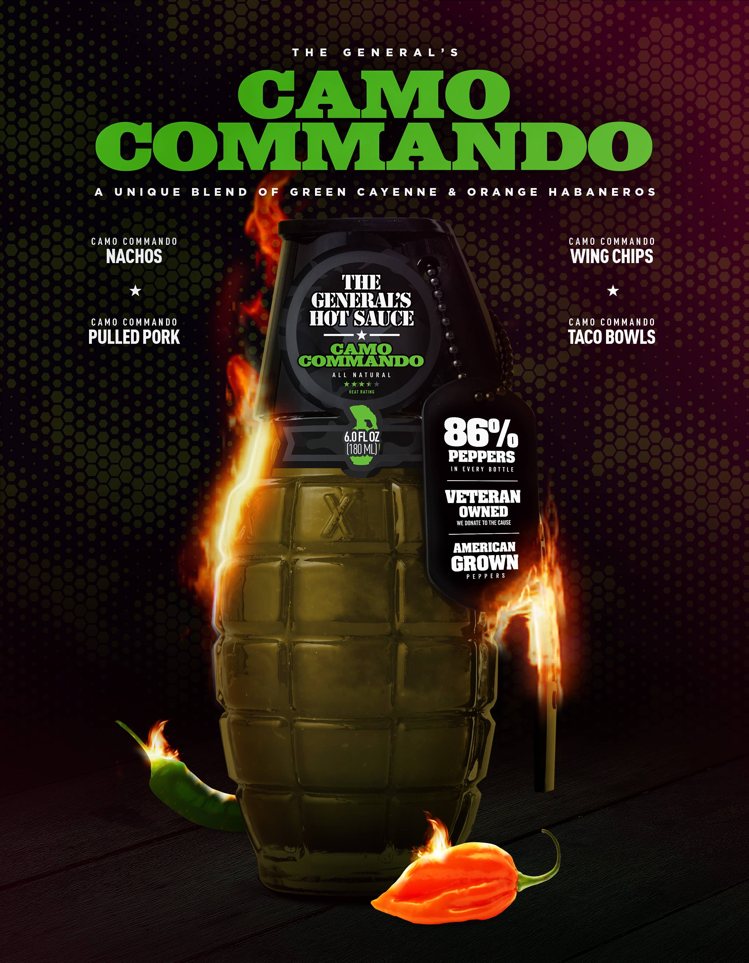 The General's Hot Sauce - Wholesale Hot Sauce - Camo Commando - The General's Hot Sauce1