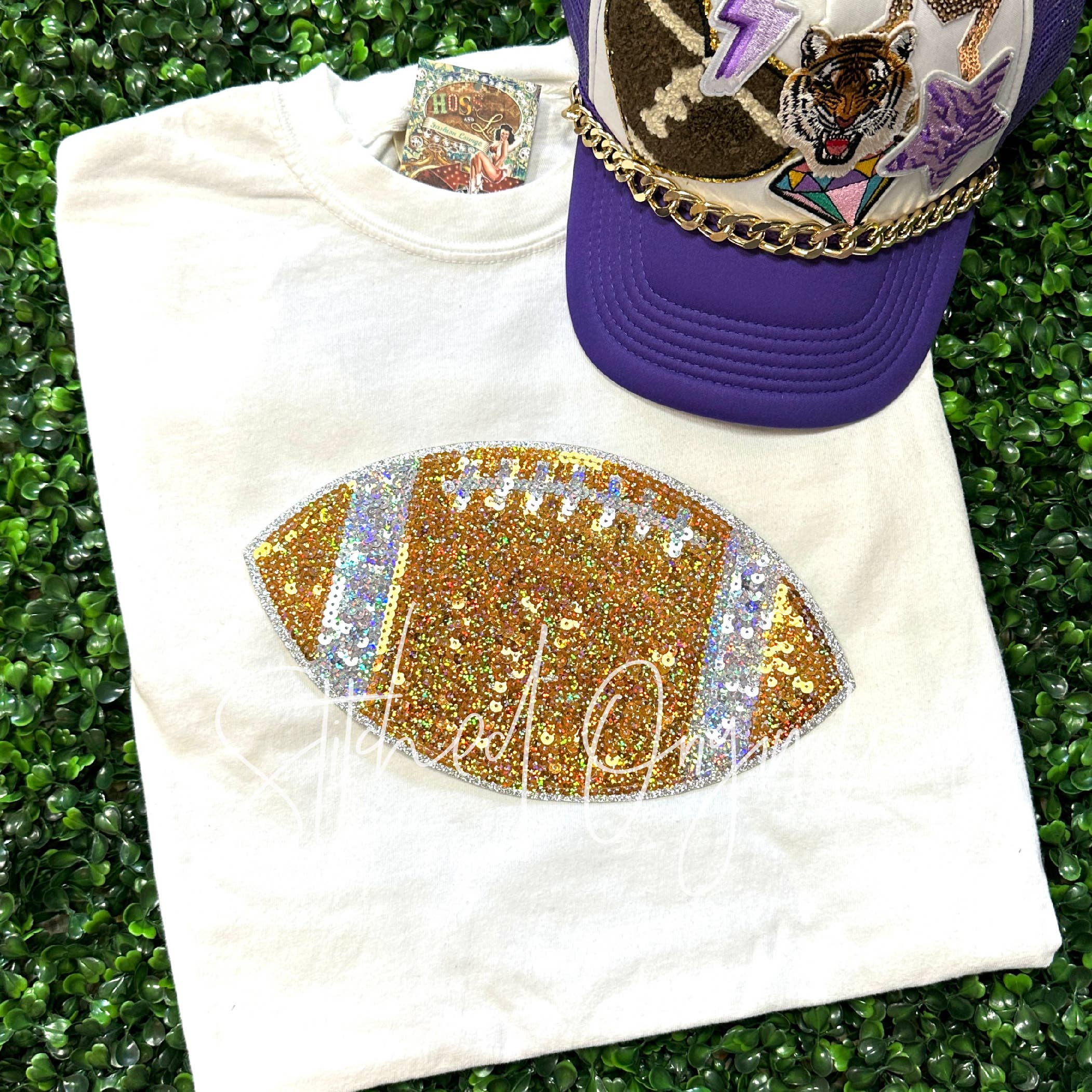 Stitched Originals - Wholesale Patch - Gold Football Sequin Patch, Iron on Patch, Sequin Patch 0