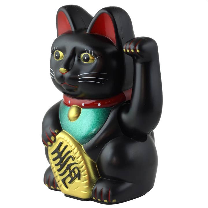 Tribal Trade GmbH - Wholesale Decorative Figurine - Lucky cat Maneki-neko waving cat 15cm black