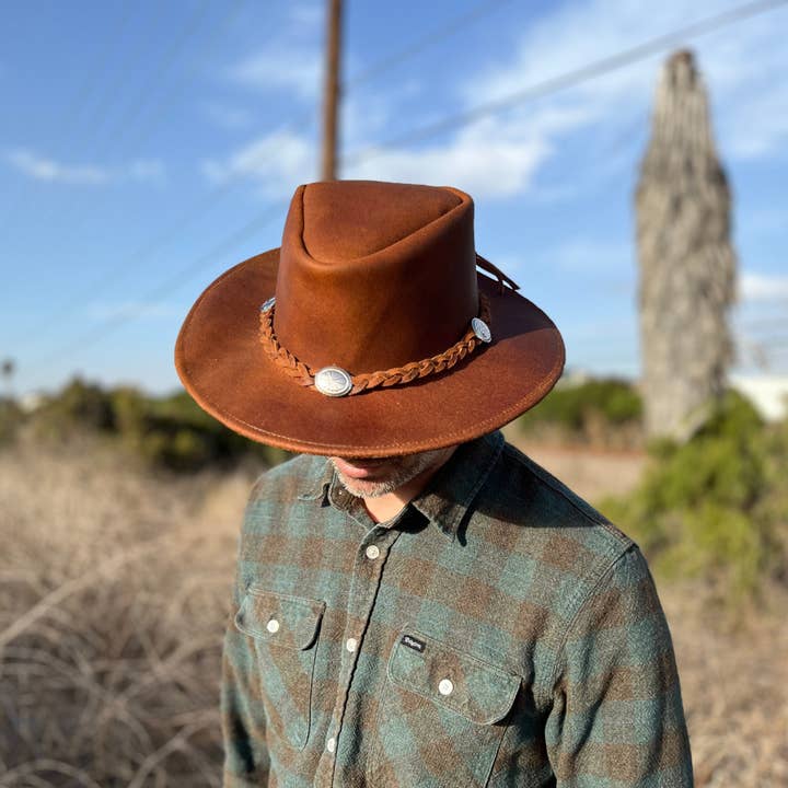 West Path - Vendita all'ingrosso Cappello da cowboy - Unisex - Cappello da Rancher | Cappello da Cowboy in Pelle | Cappello Western Unisex Marrone