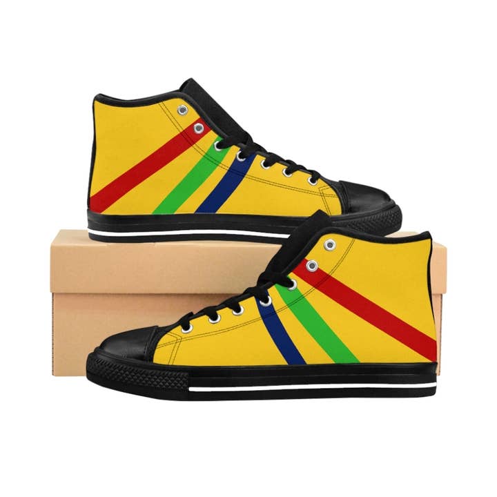 Men Yellow, Red, Green High Top Sneakers for wholesale by E.O.U. Ready Wear