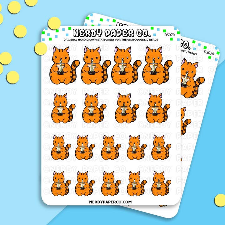 SUKI ♥ BOBA — Handgezeichnete Planer-Aufkleber — DS070 für den Großhandel von NERDY PAPER CO.