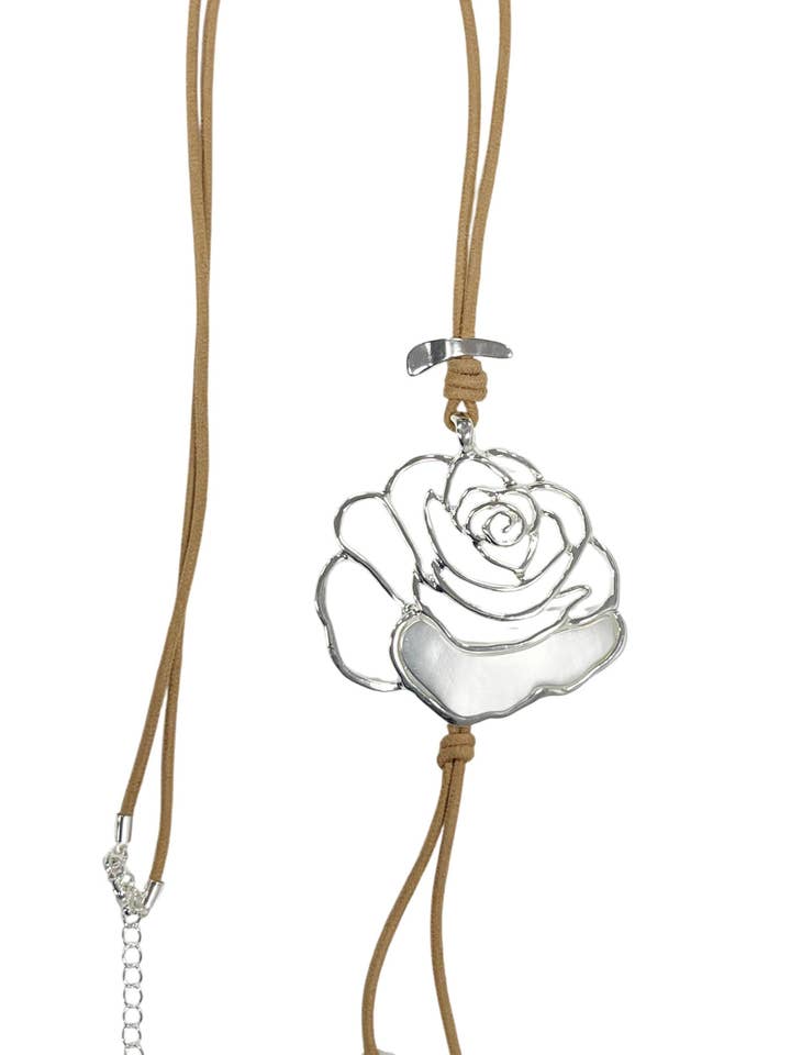 Rose Vedhæng Læderhalskæde N4921 for engroshandel hos Ole
