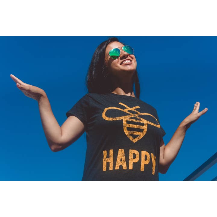 Bee Happy Women's Tshirt Animal Graphic Tee Western Plus for wholesale on Faire1