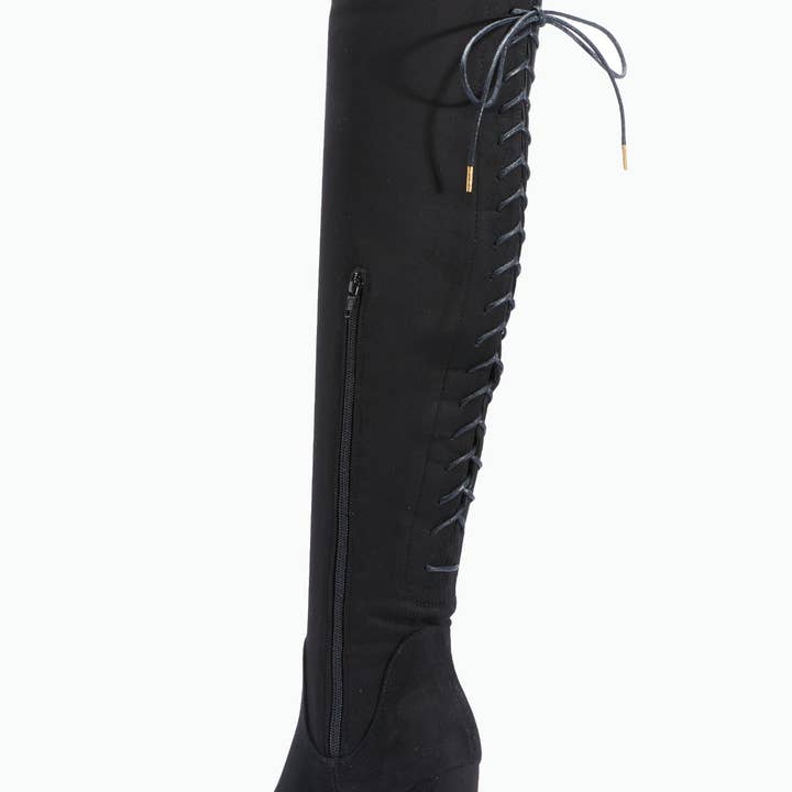 Block Heel Over The knee Lace Up Boots for wholesale by City Shoes