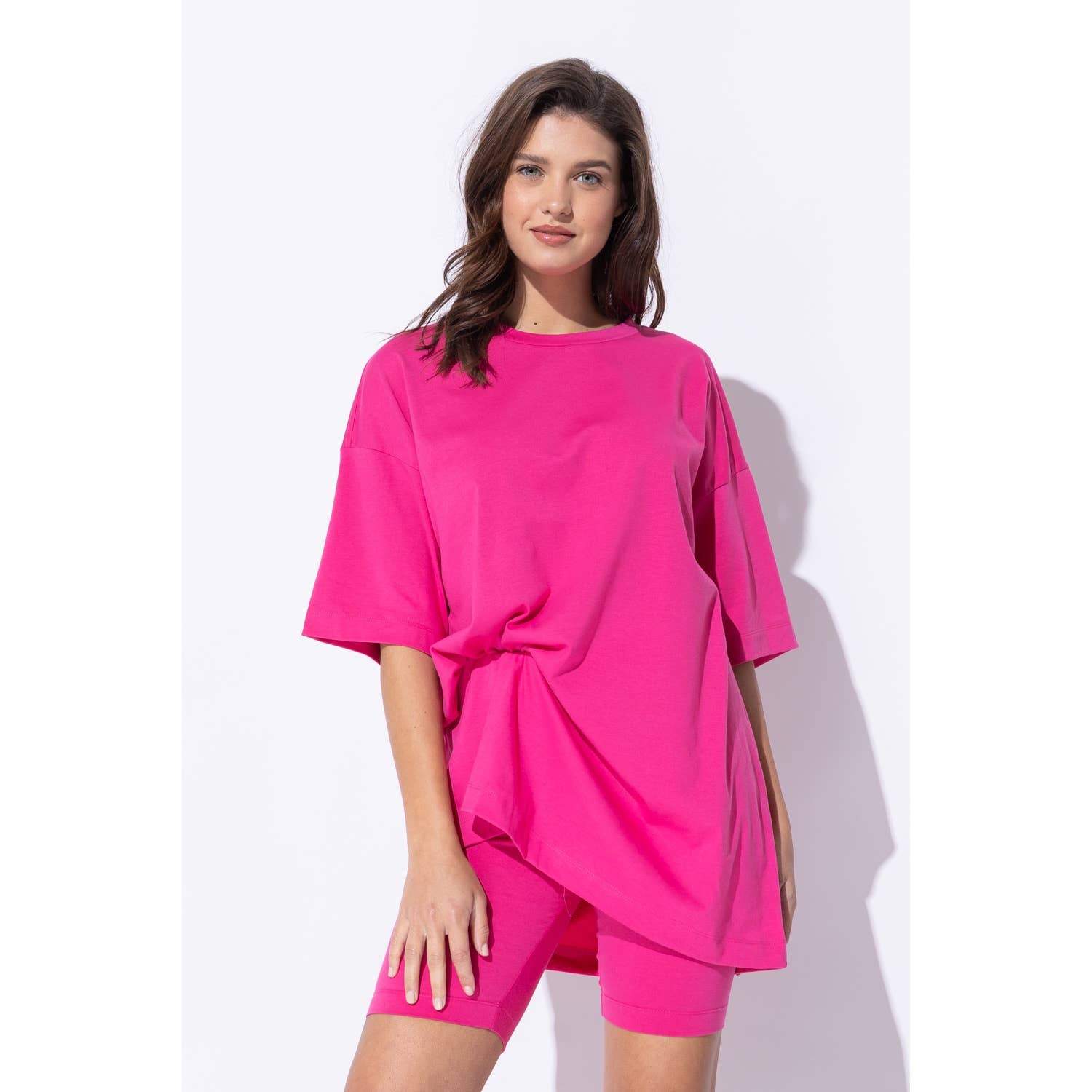 Sweet Generis - Wholesale Lounge Set - Women's - KNIT OVERSIZE TEE SHIRT AN SHORTS CASUAL BIKER SET3