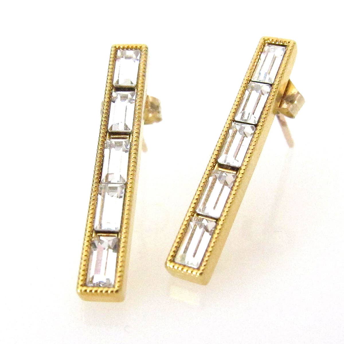 Jessica Elliot Jewelry - Wholesale Stud/Post Earrings - JE Classic Collection Long baguette studs with Swarovski Crystal2