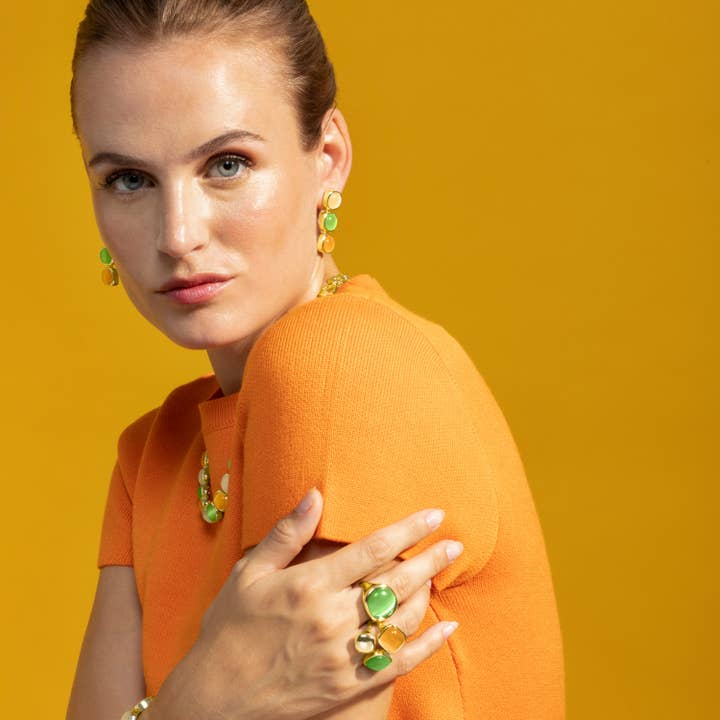 Luxenter - Wholesale Dangle Earrings - Pendientes con Ojo de Gato Multicolor acabado oro 18k - Shureo1