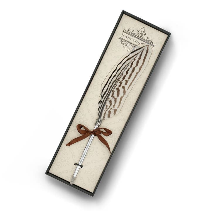 Single Quill Gel Pen In A Box- Snowy for wholesale by Mad Witch Ltd
