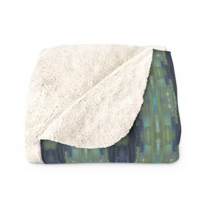 PALMER K Designs - Wholesale Throw Blanket - Sherpa Throw / Blanket: Green/Purple Geometric (AFM/P6)