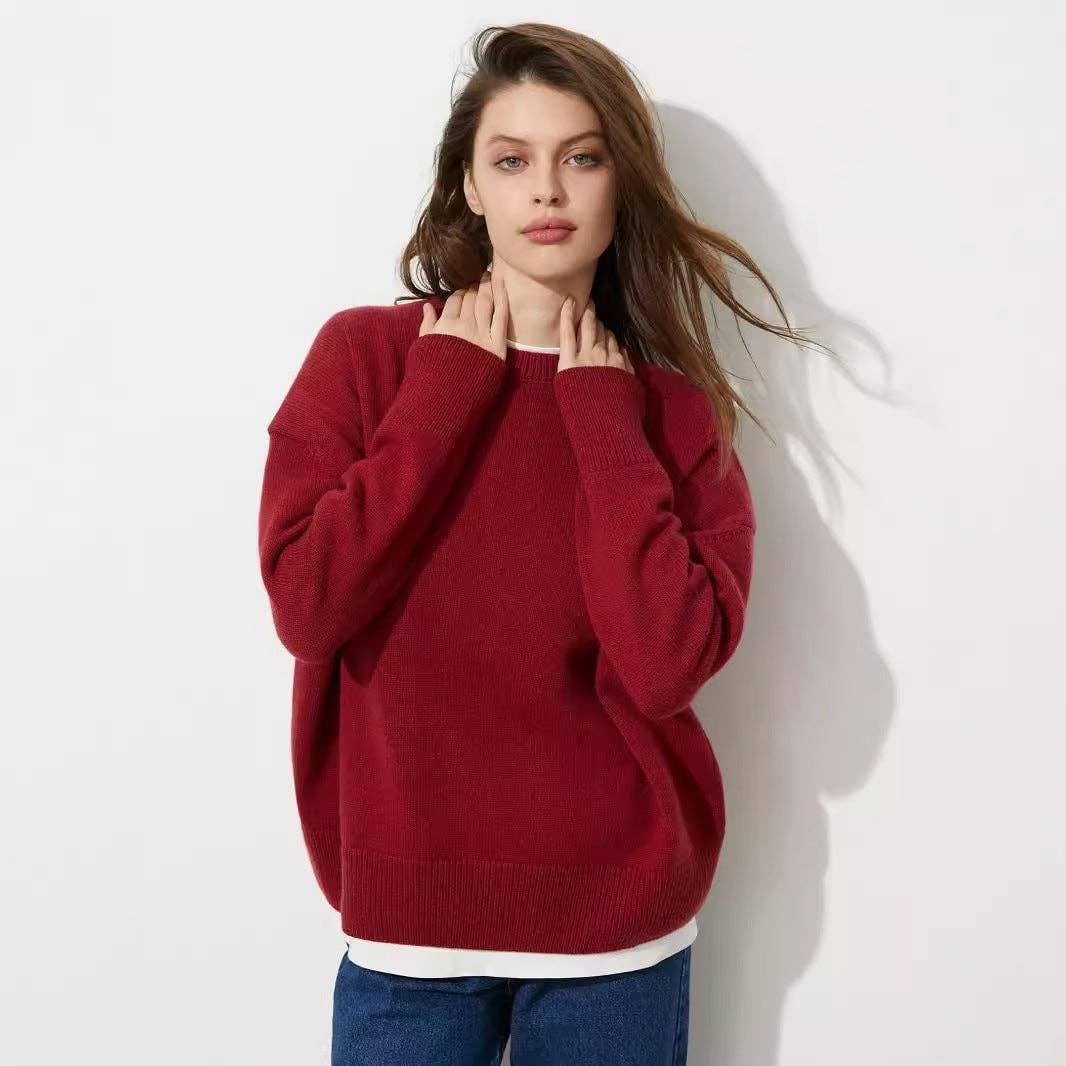 Marayn - Wholesale Knit Sweater - Women's - AutumnWinter Womens Loose Crewneck Pullover Sweater25