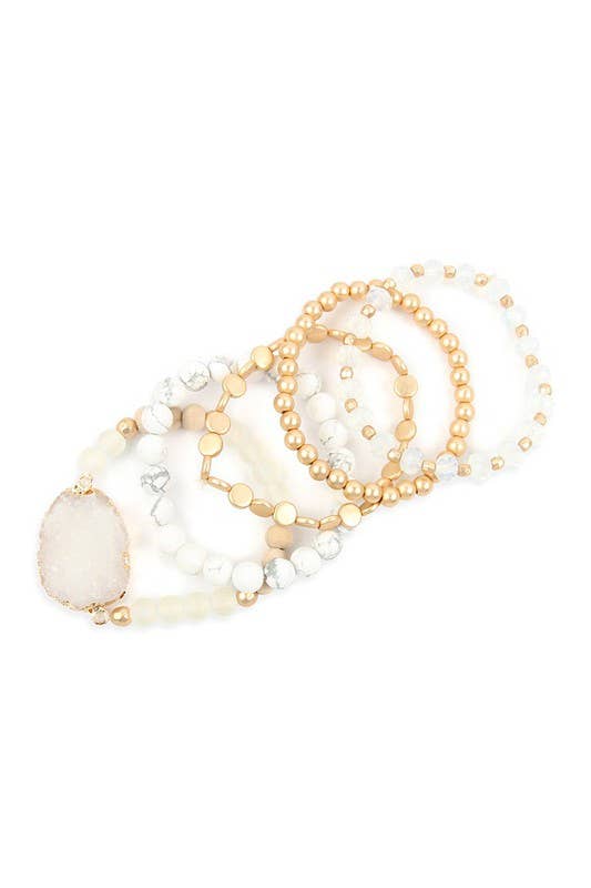 Love and Repeat - Wholesale Jewelry Set - DRUZY CHARM MIXED BRACELET SET9