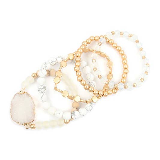 Love and Repeat - Wholesale Jewelry Set - DRUZY CHARM MIXED BRACELET SET9