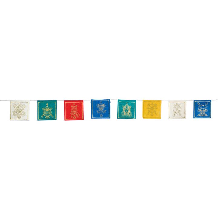 Short Lucky Sign Paper Prayer Flag (10 pk) for wholesale by dZi Handmade