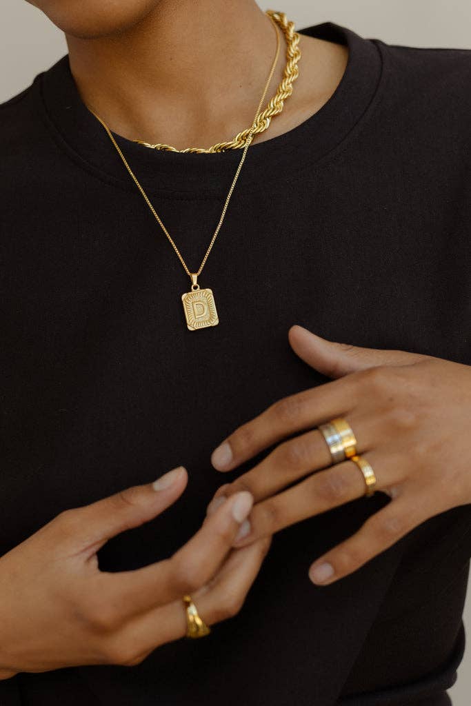 Katinki – wholesale Pendant/charm necklace – Personalized Initial Rectangle Medallion Necklace11