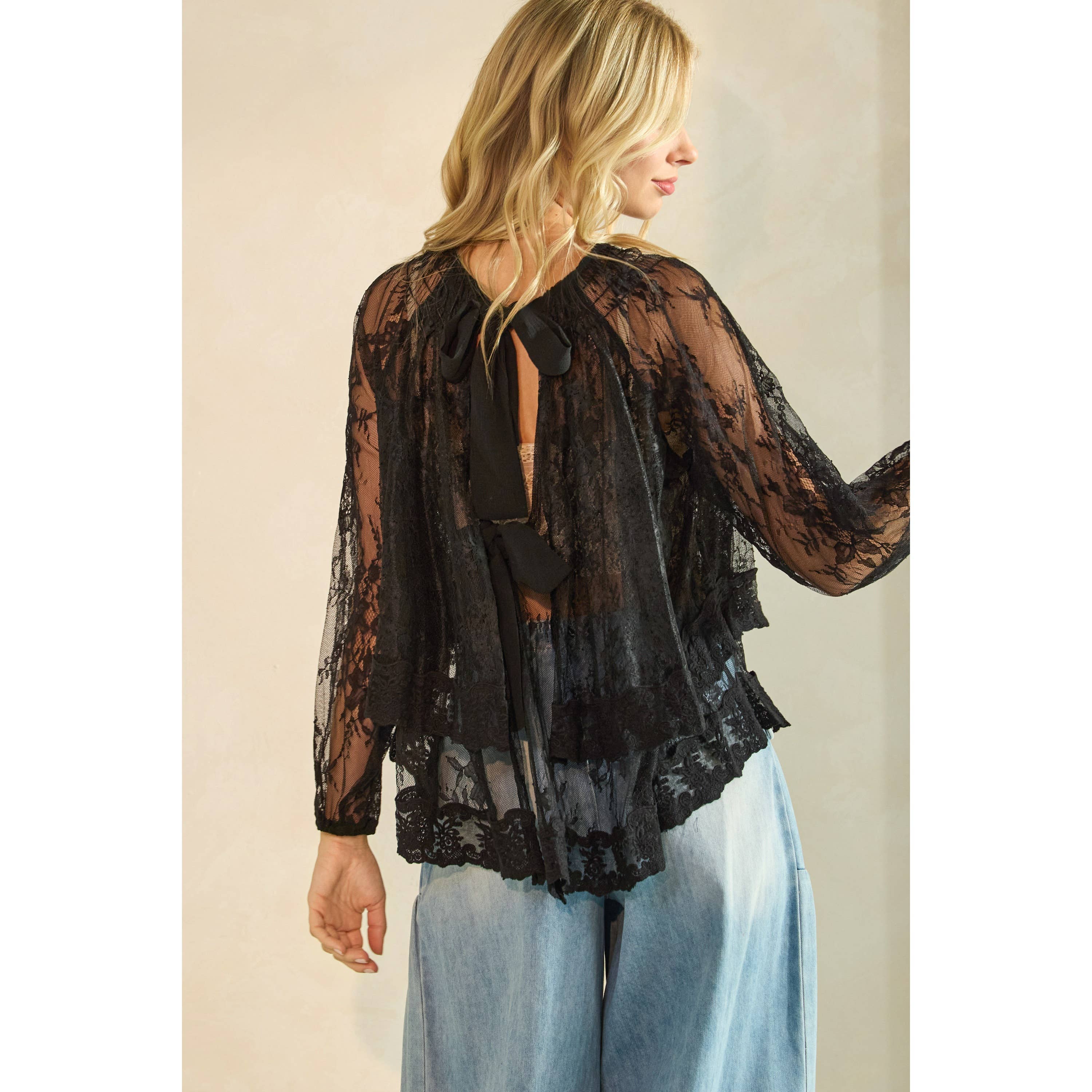 Veveret – Großhandel Tunika – Damen – Rüschen-Spitzen-Top mit langen Ärmeln32