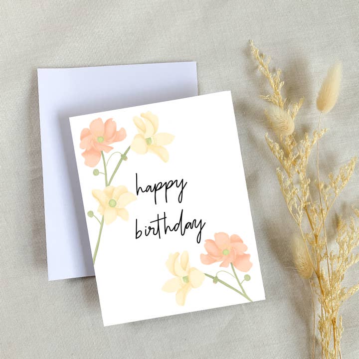 Carte d'anniversaire florale pour la vente par Lines by Sarah