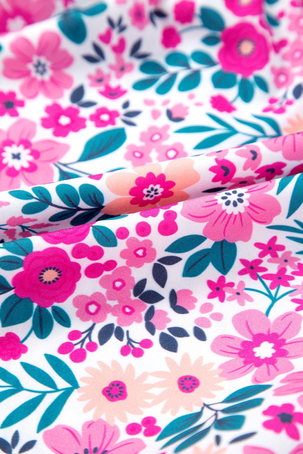 Pink Plus Size Easter Floral Puff Sleeve Button A Line Dress for wholesale on Faire13