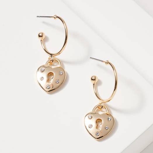 Trava coração CZ Stone Deco com Brincos de Argola C por atacado de StarryNYC