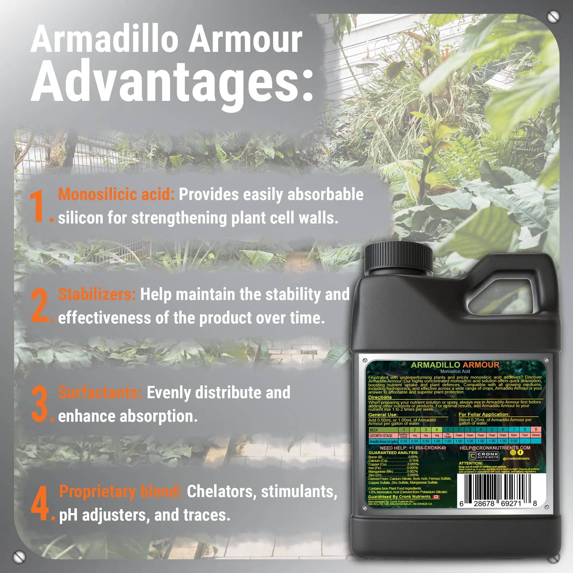 Cronk Nutrients - Wholesale Fertilizer - Armadillo Armour - Monosilicic Acid for Plants Enhance Plant Growth11