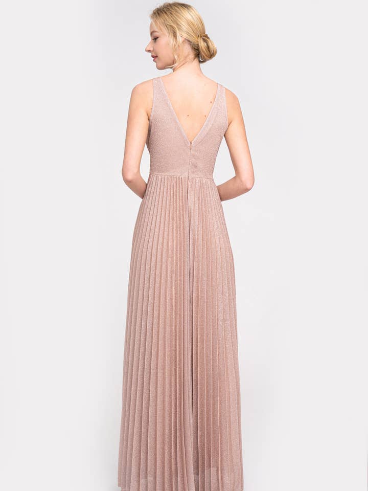 Lautinel - Wholesale Gown - Women's - V-neck pleated evening dress R18329