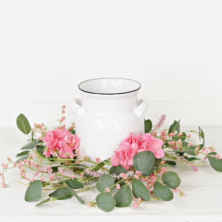 Impressive Enterprises, Inc. - Wholesale Wreath - 35632-16in(6.5) Wreath-Pink Hydrangea Garden4