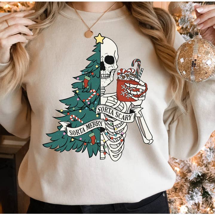 Kinda Merry Kinda Scary T-Shirt or Crew Sweatshirt for wholesale by Peach Closet