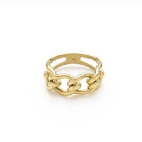 Bijoux 7bis - Wholesale Band/Stacked Ring - Golden Stainless Steel Flat Mesh Back Ring
