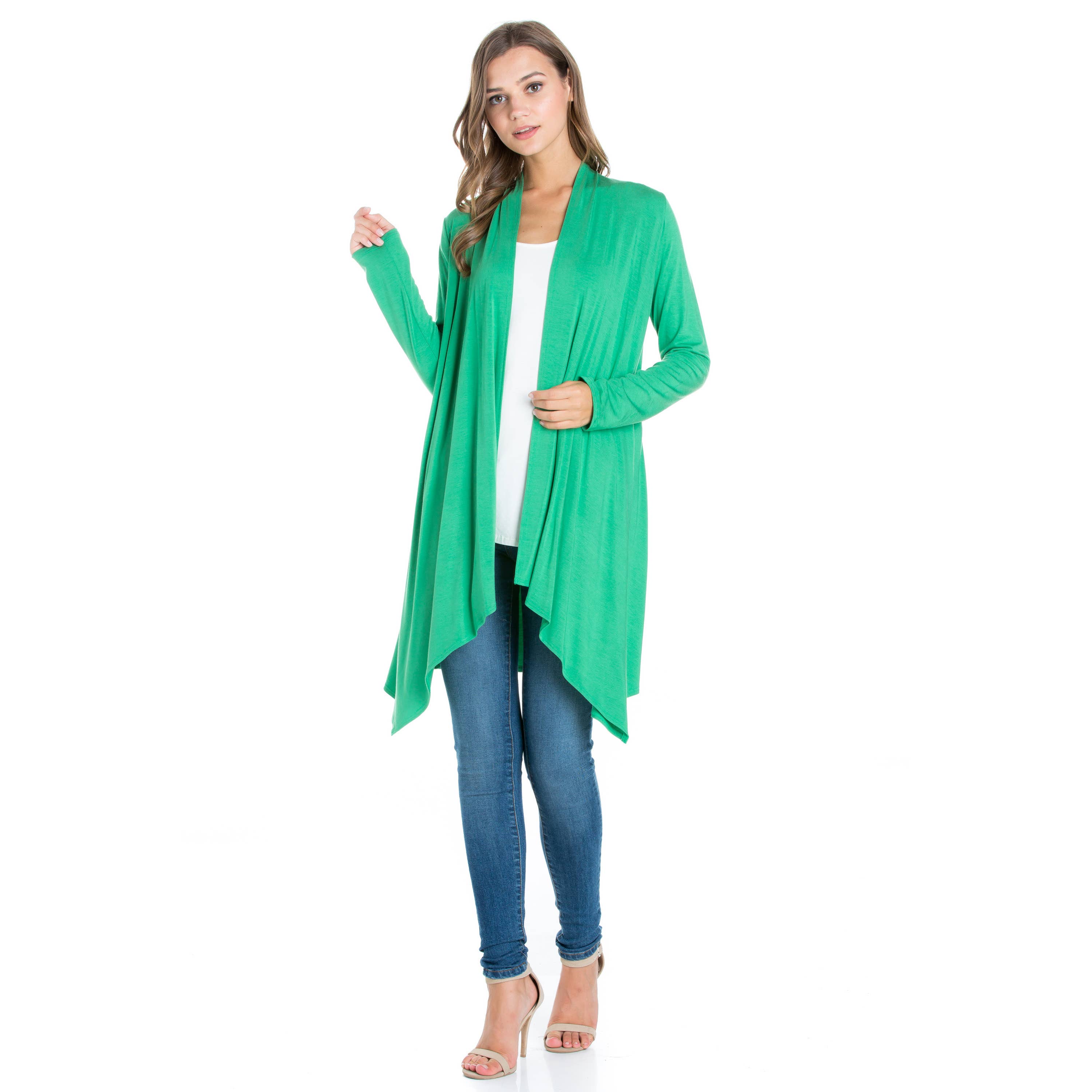 Azules Clothing – Großhandel Strickjacke – Damen – AJK-3006RS Langärmeliger Cardigan mit offenem Vorderteil und Wasserfallausschnitt31