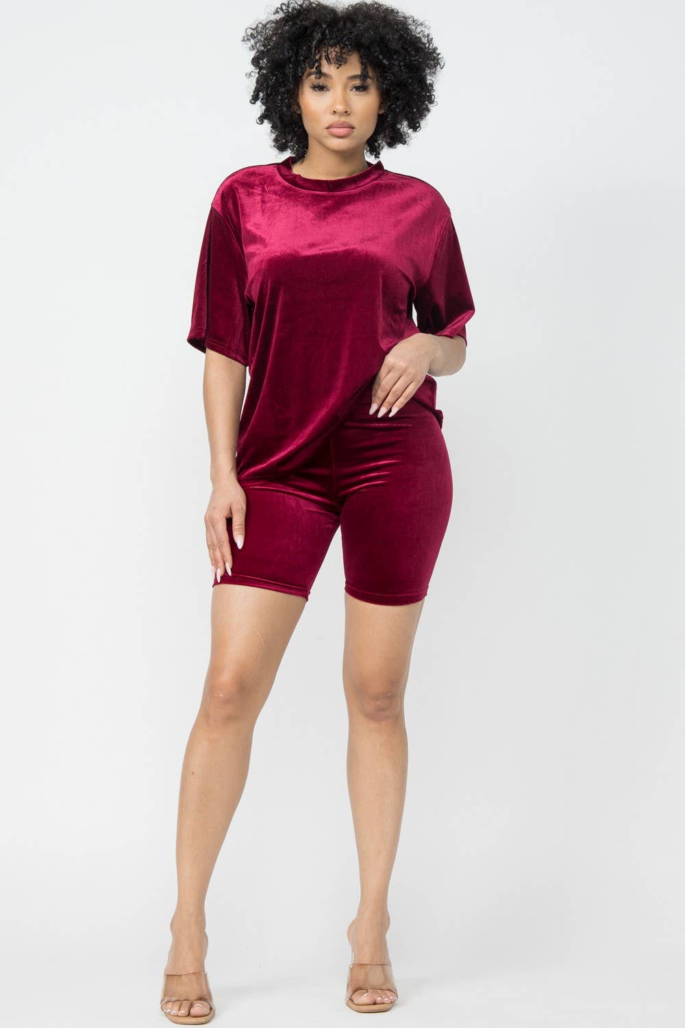 Boswell - Wholesale Top & Short Set (NOT Loungewear) - Women's - Velvet Short Set With Short Sleeve Top8