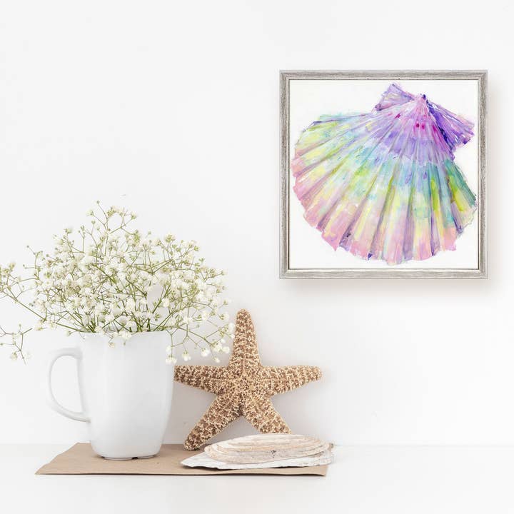 GreenBox Art - Wholesale Art Print - Colorful Scallop Shell Mini Framed Canvas