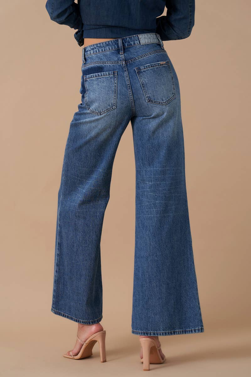Insane Gene USA - Vente Jean – femme - Jean patchwork décontracté à jambes larges6