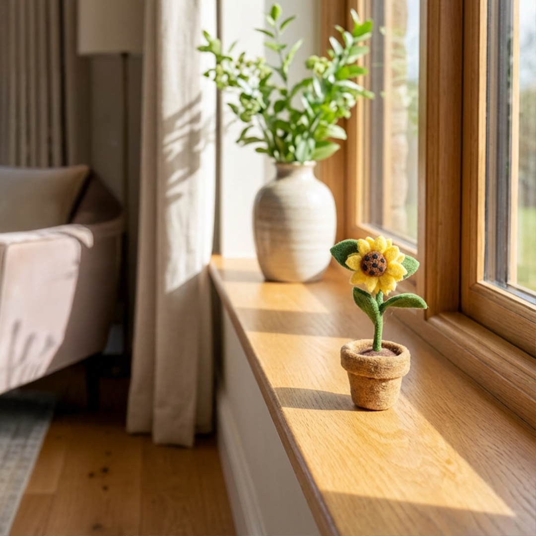 Felt So Good – wholesale Decorative tabletop object – Handmade Felt Garden Sunflower Standing Home Decoration3