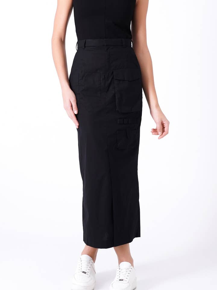 Long black cotton skirt for wholesale by MERCES