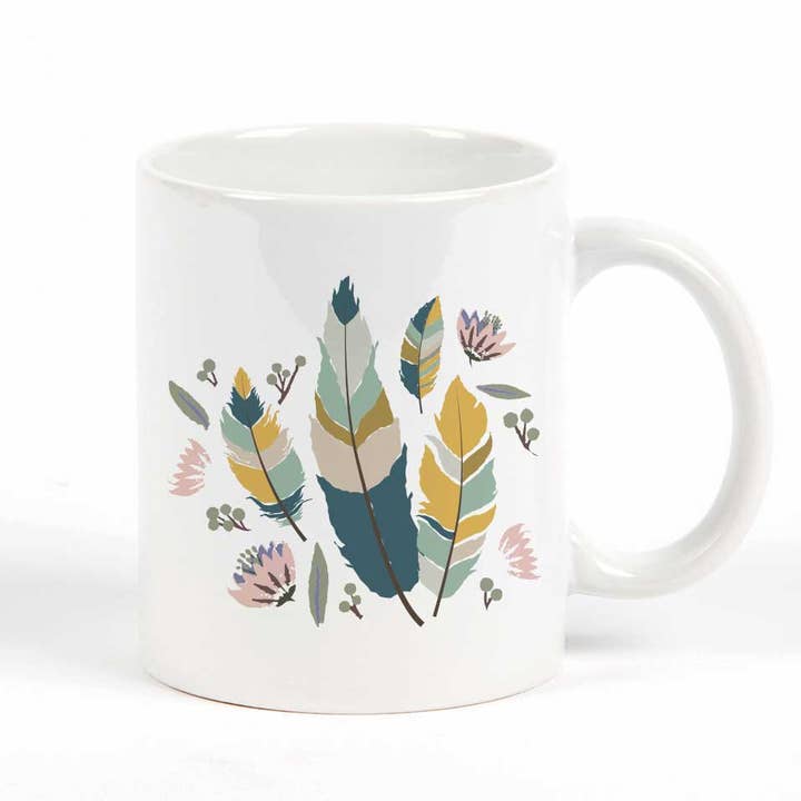 Pastel Feathers Mug for wholesale by Potluck Press