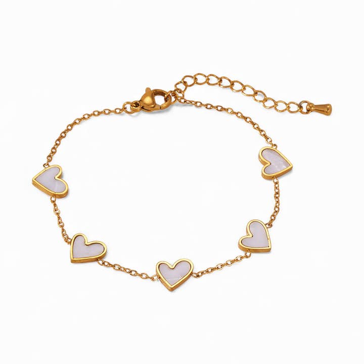 Pärlemorskimrande Multi Hjärtarmband i Vitt & Guld för wholesale av Last True Angel