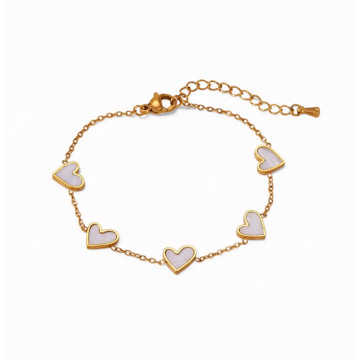Pulseira Multicoração Nacarada em Branco e Dourado por atacado de Last True Angel