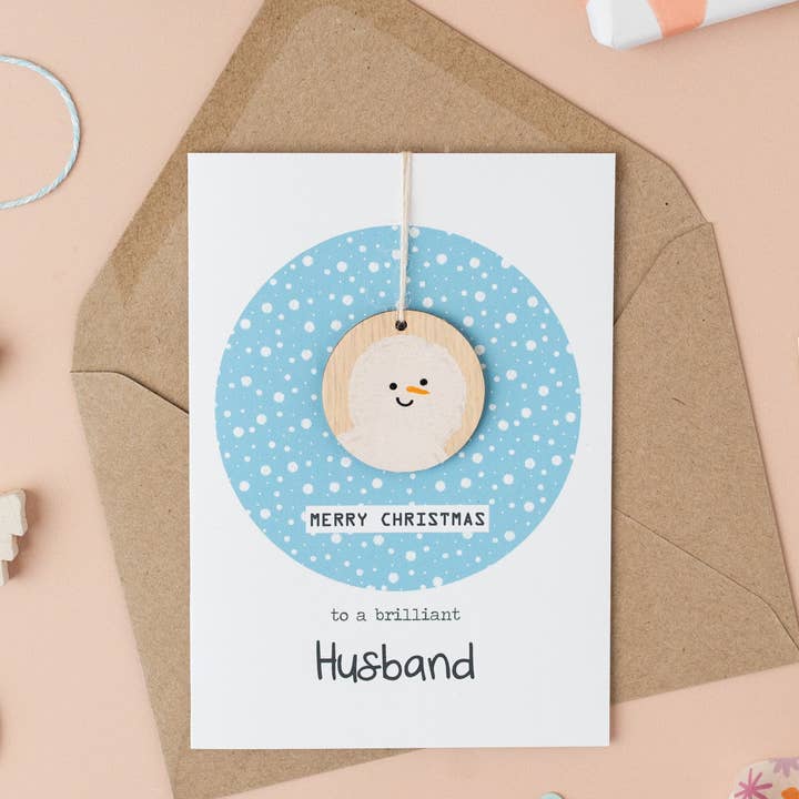 Cartão de Natal do Marido - com boneco de neve por atacado de Daisycat