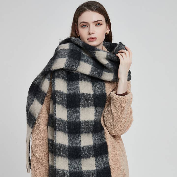 Soft Chunky Gingham Fleece Scarf with Tassel (12 colors) and other Purchase Wholesale soft scarf. Free Returns & Net 60 Terms on Faire trending on Faire.