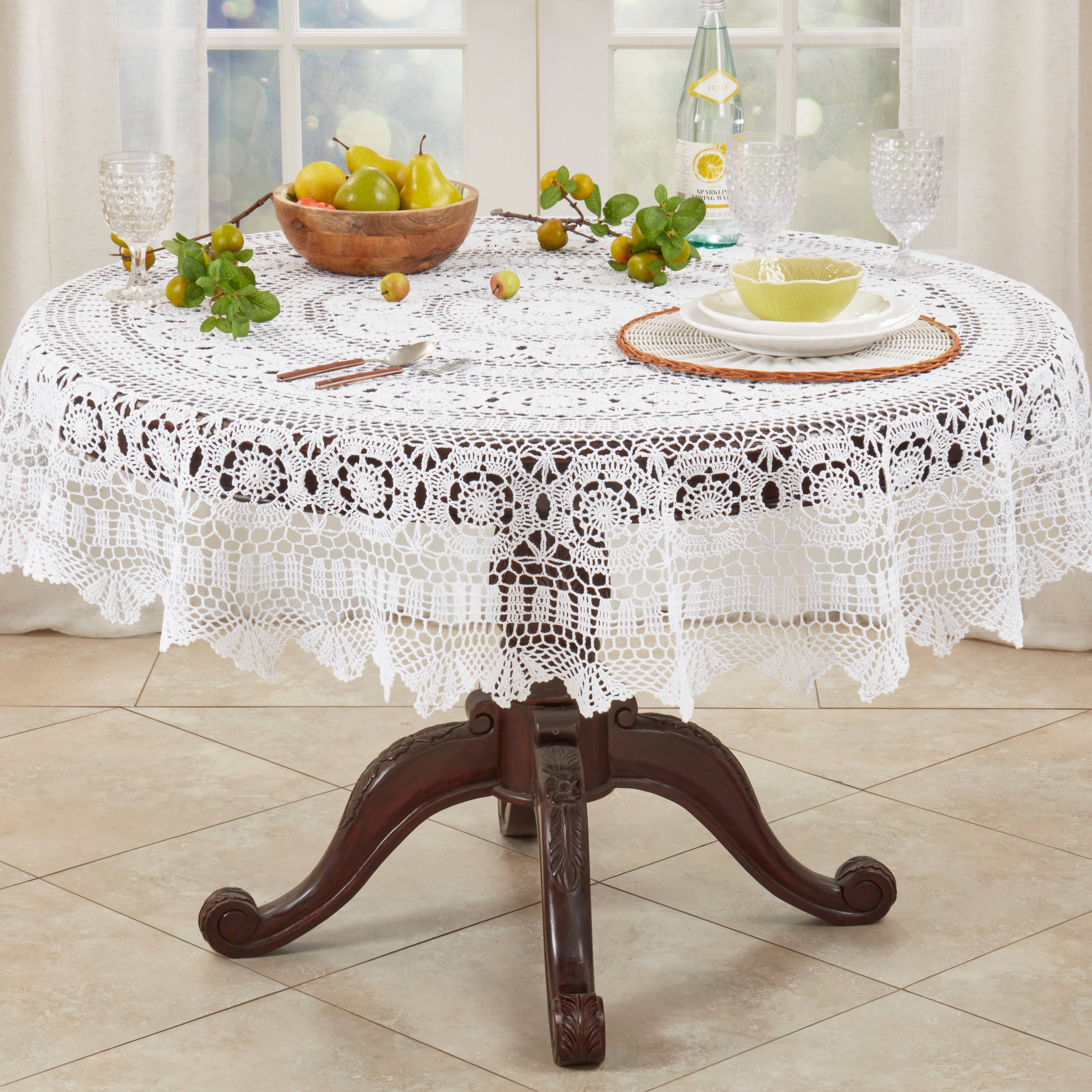 Saro Lifestyle - Wholesale Tablecloth - Crochet Tablecloth6