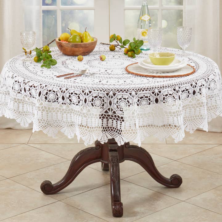 Saro Lifestyle - Wholesale Tablecloth - Crochet Tablecloth6