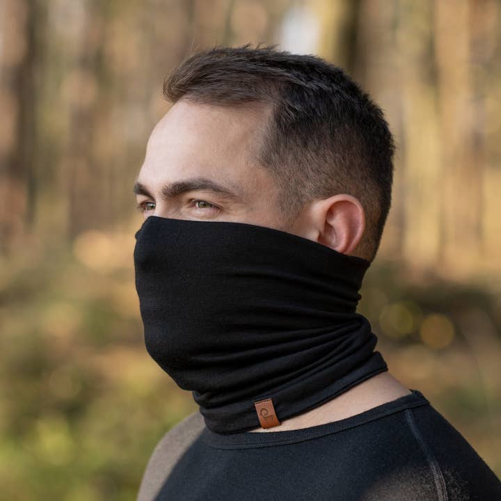 Men's Merino Neck Gaiter / Face Mask Black for wholesale on Faire1