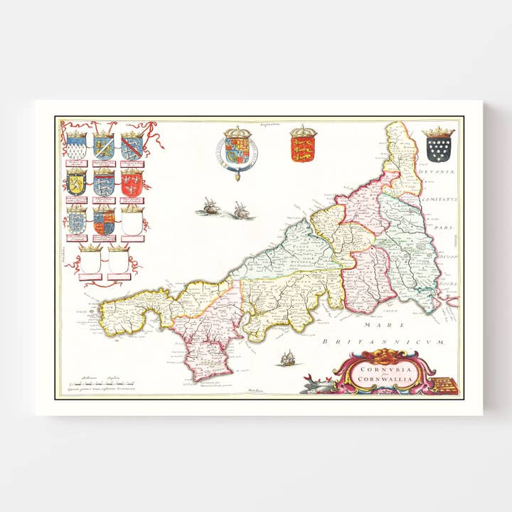Ted's Vintage Art - Wholesale Map - Vintage Map of Cornwall, 16652