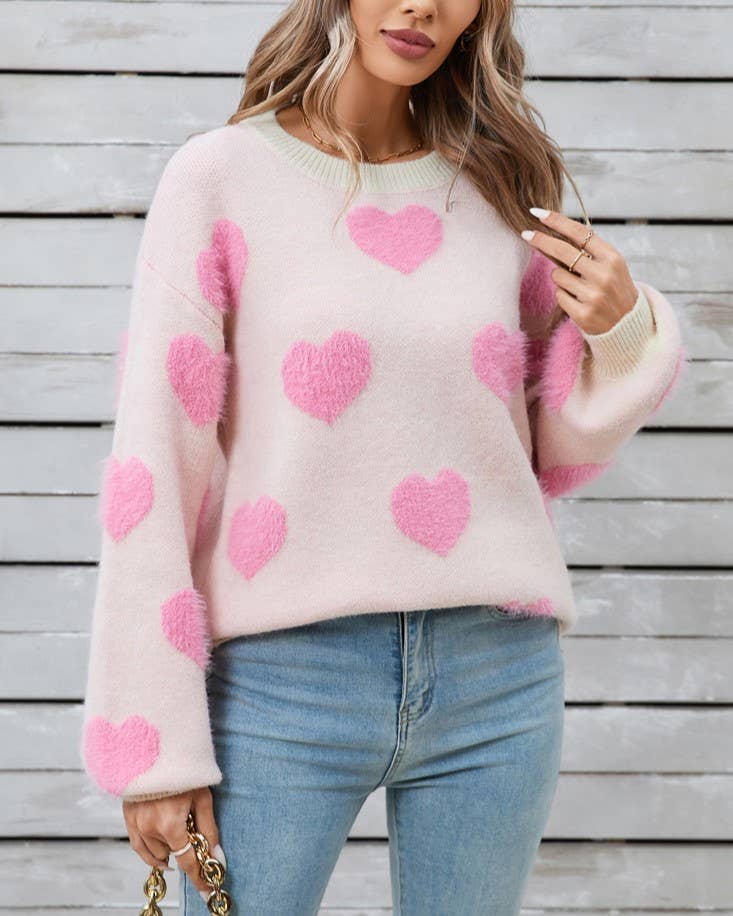Rosa Clothing - Wholesale Knit Sweater - Women's - Cosy Hearts Jacquard Knitted Sweater5