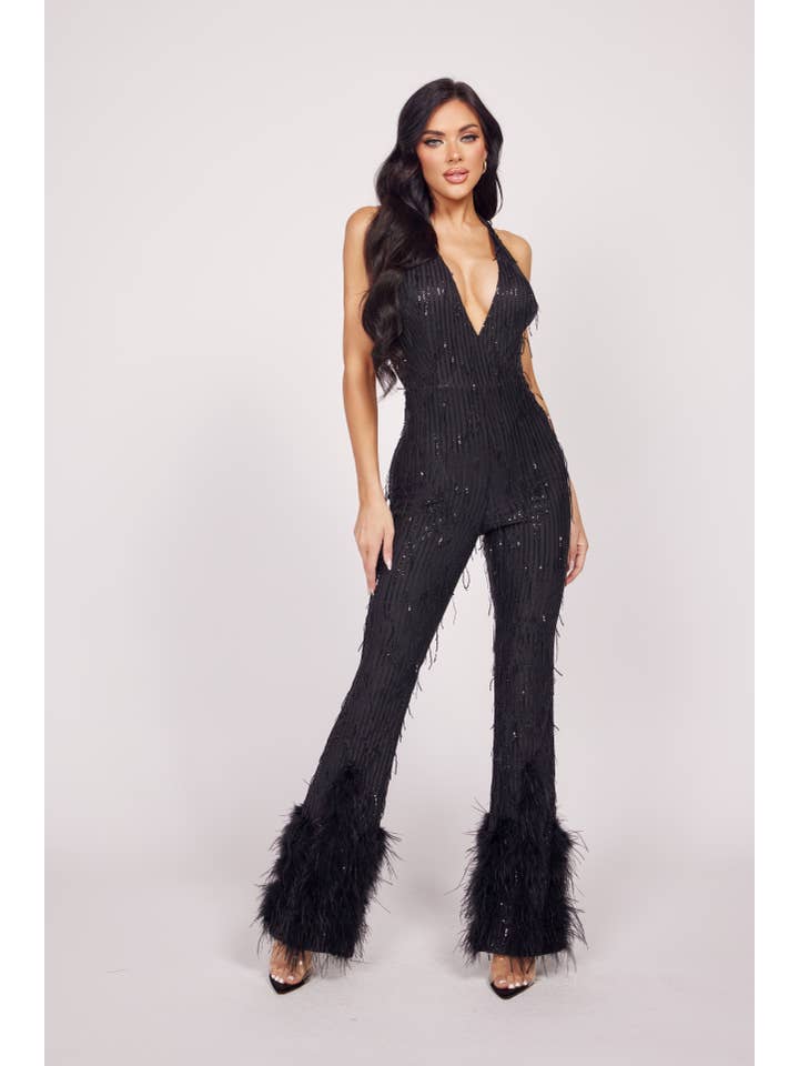 WFFS - Wholesale Jumpsuit - Women's - Glamorous Stretch Sequin Jumpsuit1