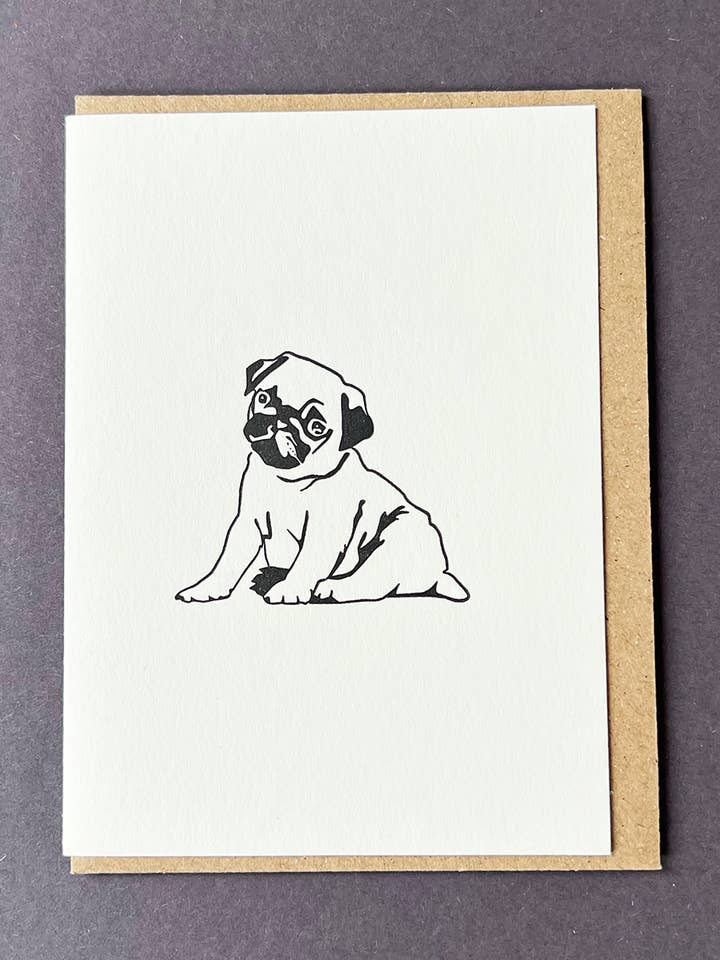 Pug Card for wholesale by Penguin Ink