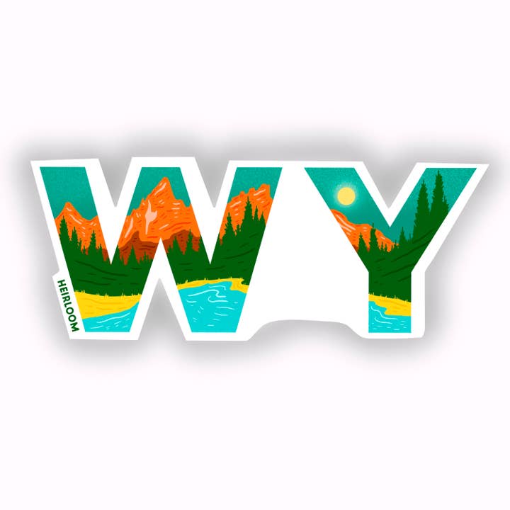 WY Wyoming State Sticker for wholesale by Heirloom Design Co.